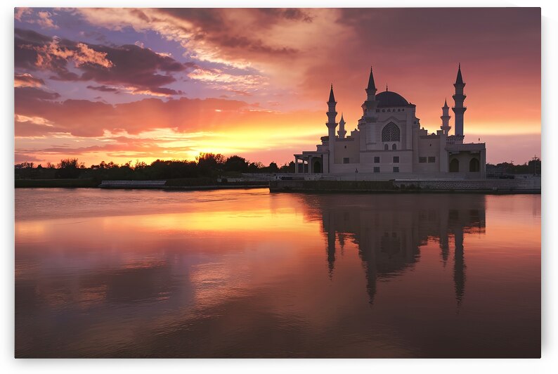 A stunning sunset over a serene body of water wit by IonelGherman