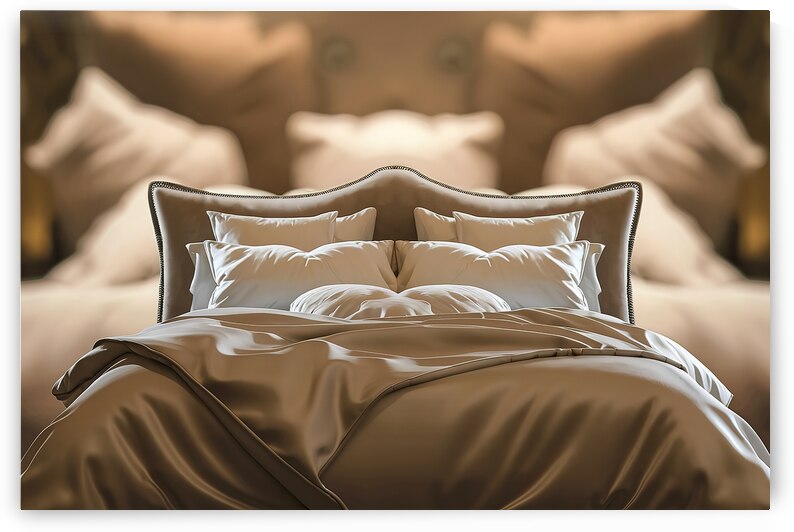 A luxurious hotel room with a plush and inviting by Florin Harsan