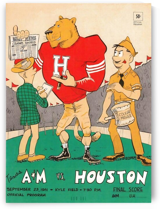 1961 Texas A&M vs. Houston Football Program Cover Art by Row One Brand