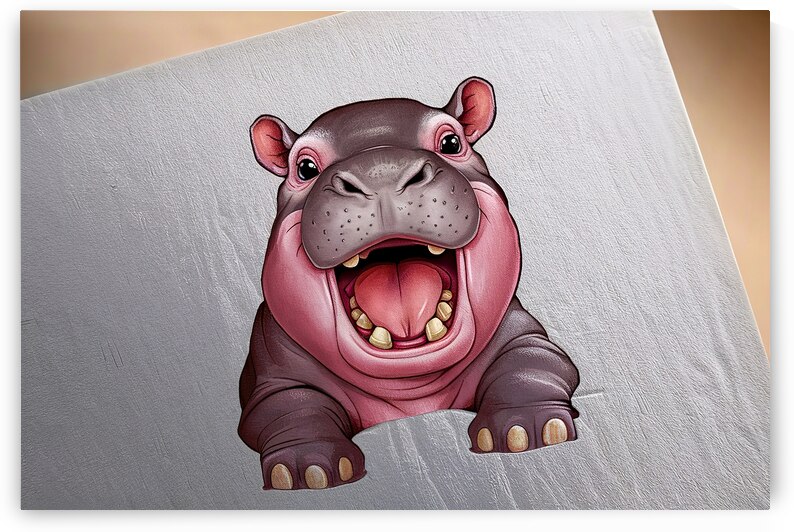 young hippopotamus open mouth isolated on white b by Gheorghe Stanescu