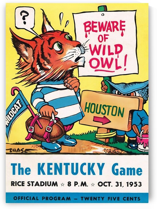 1953 Kentucky vs. Rice Football Cover Art by Row One Brand