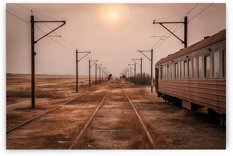 old railroad rails and poles with wires without a 1722491158.208 by Gheorghe Stanescu