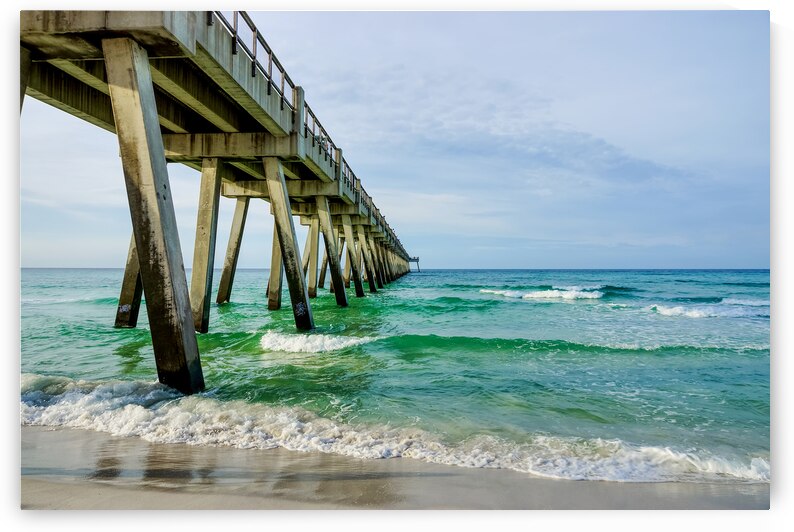 Morning Waves Beside Navarre Pier by Jennifer White