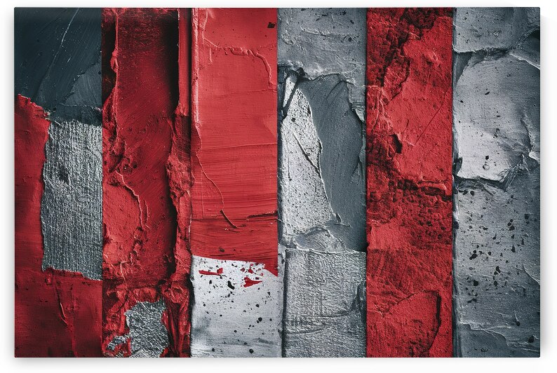 Textured plaster and red and silver paint backgro by Stoica Lilian