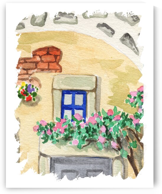 Antique Old Ancient Retro Window Watercolor 3 by Irina Sztukowski