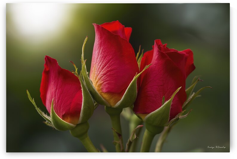 Natural background of buds of red roses flowers 4 by Iremia Tudor