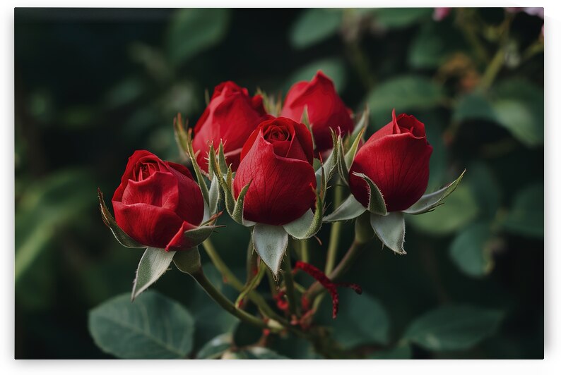 Natural background of buds of red roses flowers 2 by Iremia Tudor