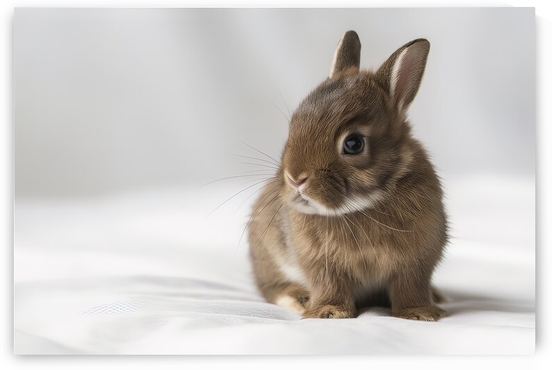 Brown baby rabbit portrait on white background .j by Dumitru Vaetus