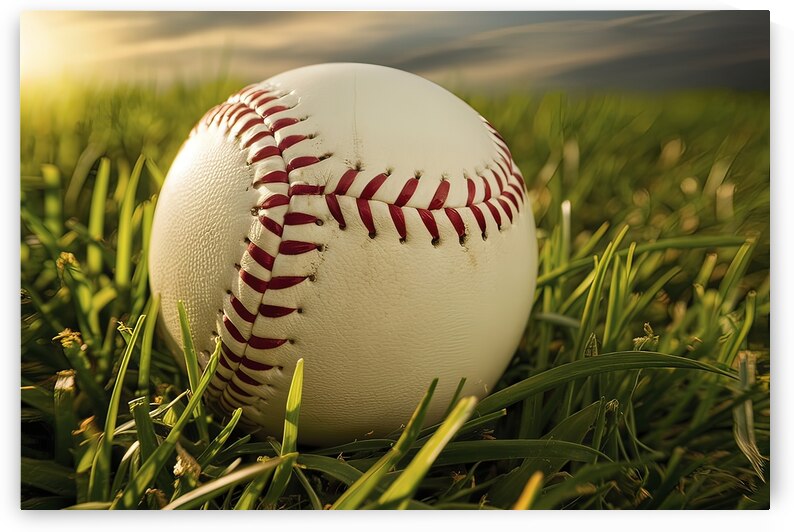 Baseball ball on grass 3 by Dumitru Vaetus