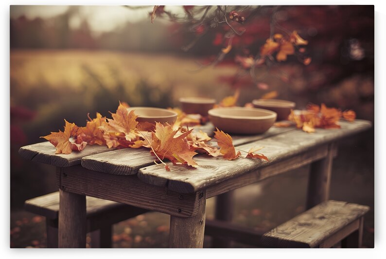Wooden Table With Orange Leaves And Blurred Autum 1722670922.6107 by Petre Popescu