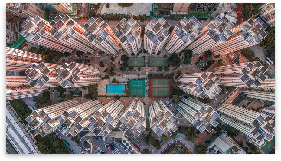 Urban Geometry | Hong Kong Towers and Central Playground by Dutch Photographer