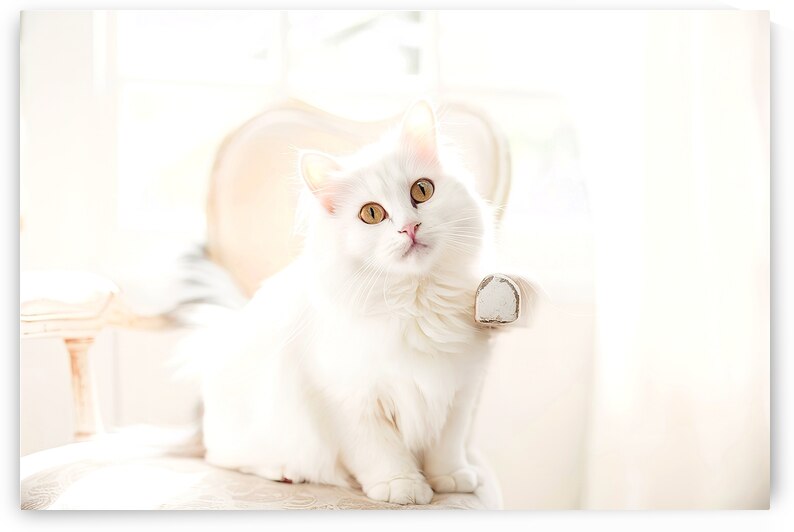 A white cat with striking yellow eyes 2 by Mirela Poiana