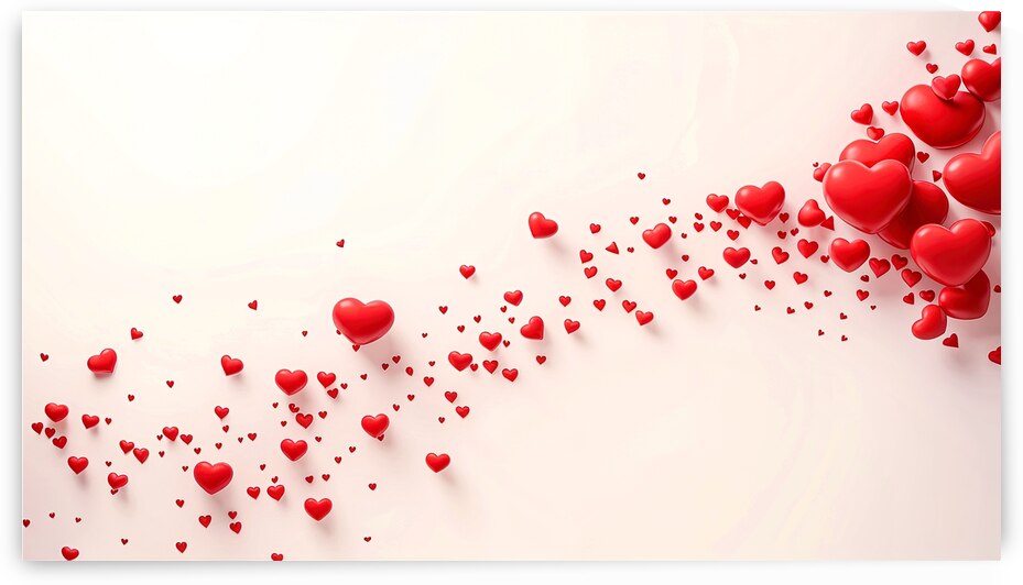 Decorative red hearts on a white background 2 by Mirela Poiana