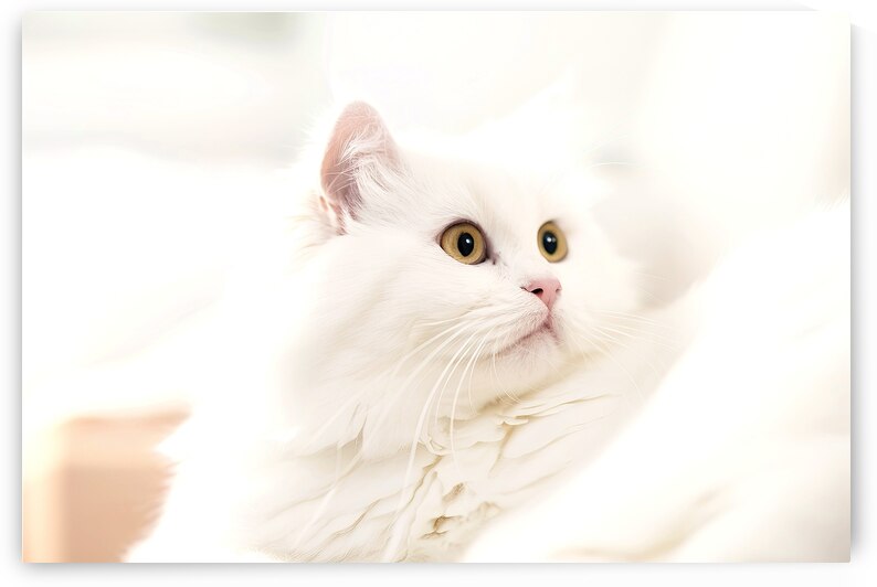 A white cat with striking yellow eyes by Mirela Poiana