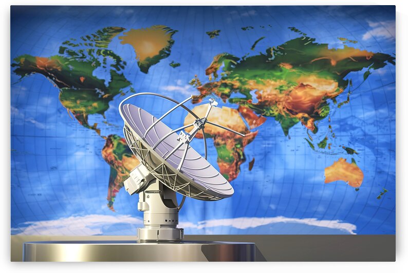 A satellite dish in the foreground set against a  1722838536.643 by Veres Ioana