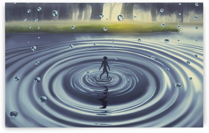 Drops falling in water and circles walking on wat by Veres Ioana