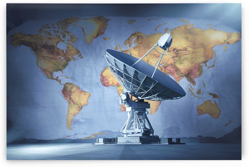 A satellite dish in the foreground set against a  1722838535.2779 by Veres Ioana