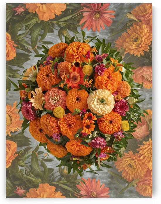 A vibrant cluster of flowers with a predominant o by Veres Ioana