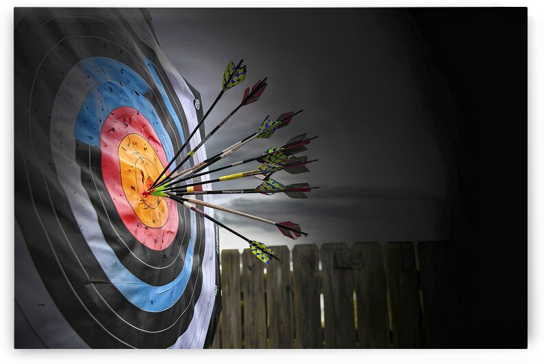 darts arrows in the target center 2 by Veres Ioana