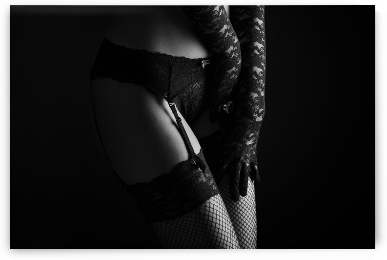 Woman in black laced lingerie by Jelena Jovanovic Fine Art