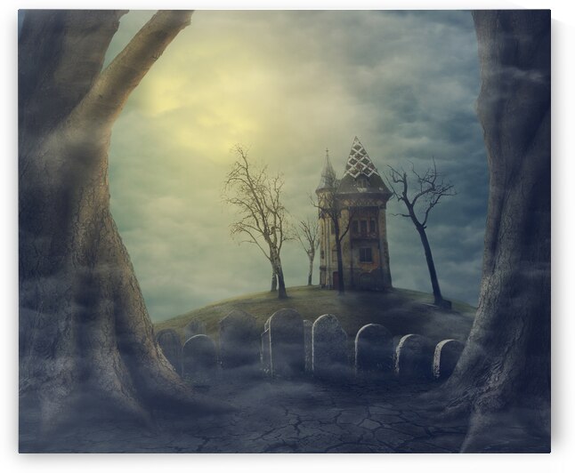 Halloween hunted house landscape by Jelena Jovanovic Fine Art