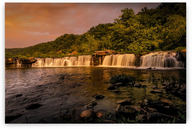 West Virginia  New River Sandstone Waterfall Sunset by Norma Brandsberg Photography
