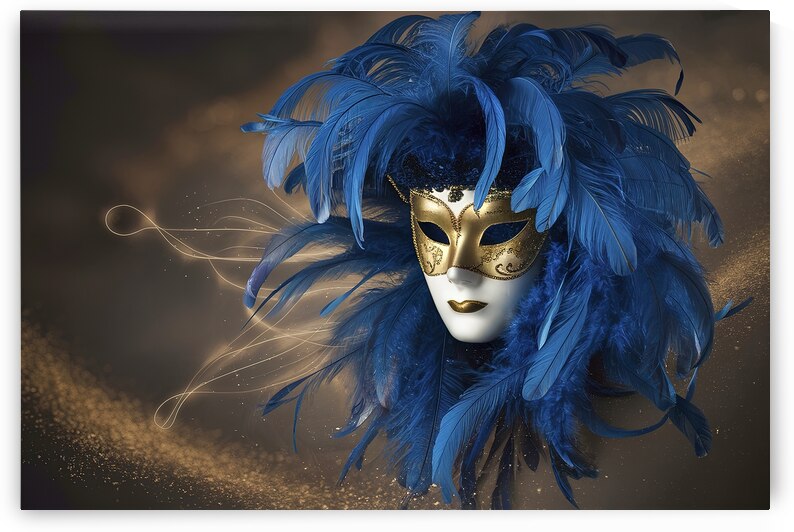 Realistic luxury carnival mask with blue feathers by Marius Tomus