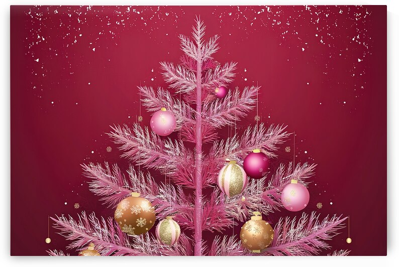 A stunning Christmas themed artwork on a deep red by Mitica Mihaila