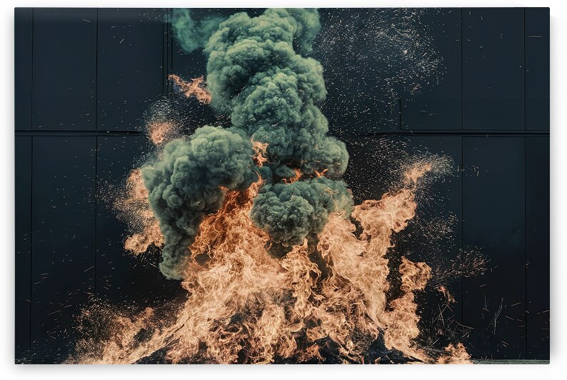 image of a massive intense fire primarily green a by Mitica Mihaila