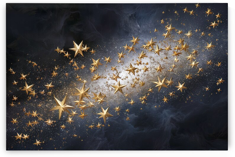 golden and silver stars each radiating a luminous by Mitica Mihaila