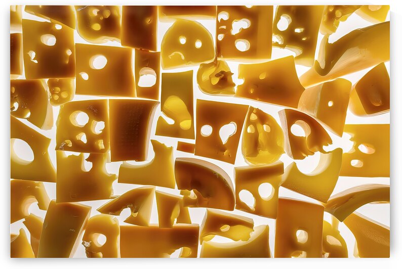 perfectly arranged yellow cheese slices abstract by Mitica Mihaila