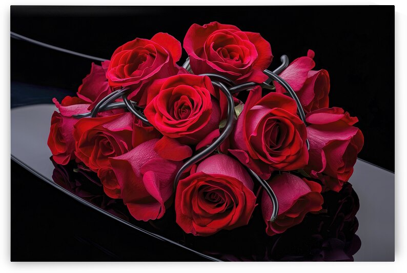 Close up bunch of Red roses on black background 4 by Marius Tomus