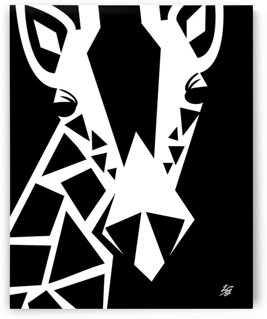 Geometric Wildlife Giraffe Portrait by Liz Cereby