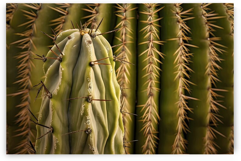 cactus green peel texture with needles background by Liviu Ghitun