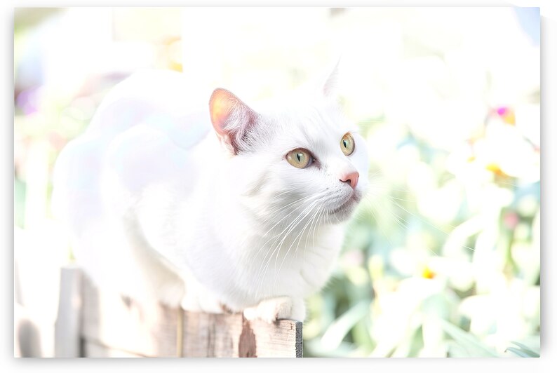 A white cat with striking yellow eyes by Petre Popescu