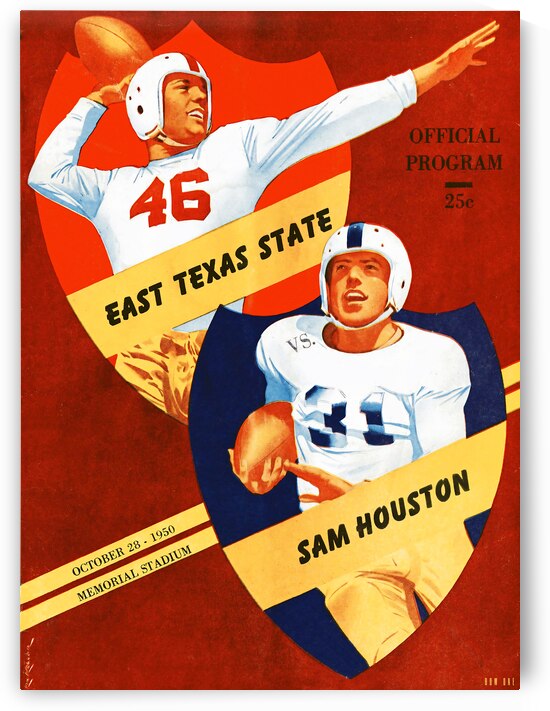 1950 East Texas State vs. Sam Houston State Football Art by Row One Brand