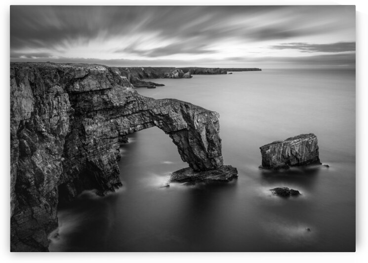 Green Bridge of Wales - Black and White Edition by Dave Bowman