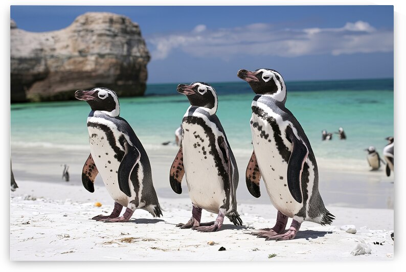 African penguins on a beach by Ionela Mocanu