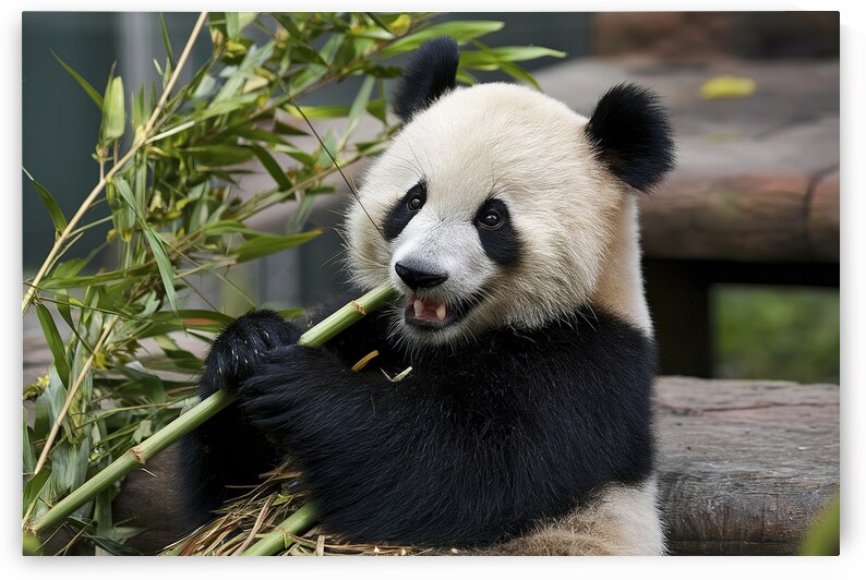 cute baby Panda eats bamboo by Emilian Covaci