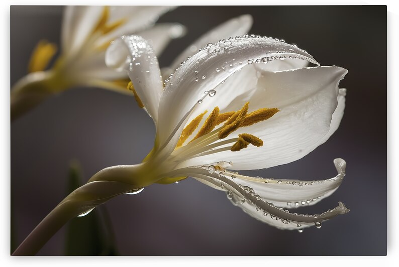 A stunning macro close up of a delicate white flo by Aurel Dobre