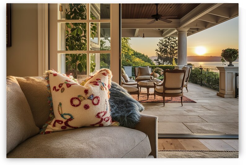 A cozy and inviting living room scene with a beau by Gabriel Mocanu