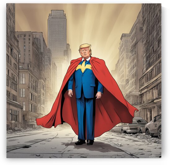 Donald Trump with a super hero cape.  by AIGALLERY