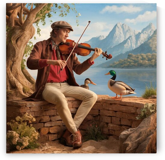 a serene and picturesque scene of a musician play by Megh25000