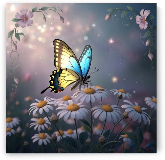 a photo of a magical scene where a large butterfl by Megh25000