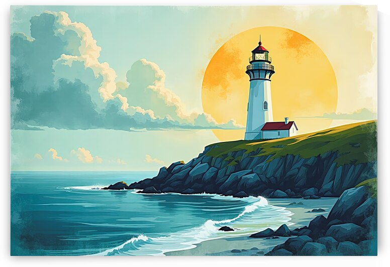 Lighthouse on calm seascape - GIA2401-0327-WAT by JordiCarrio