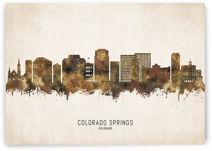 Colorado Springs Colorado Cityscape Vintage by Towseef Dar