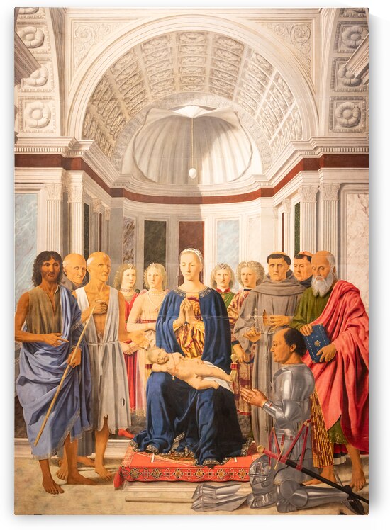 Madonna and child with saints angels and Federico da Montefeltr by Paolo Modena