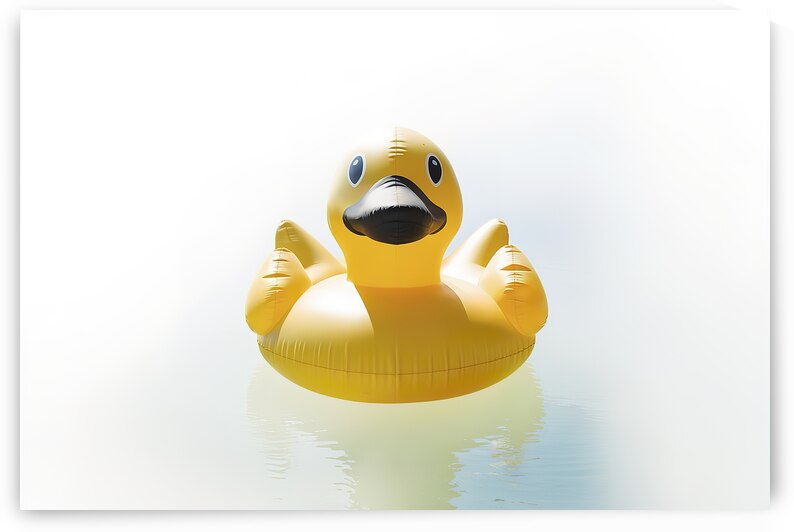 A close up image of a bright yellow inflatable du by Vasile Brezoianu