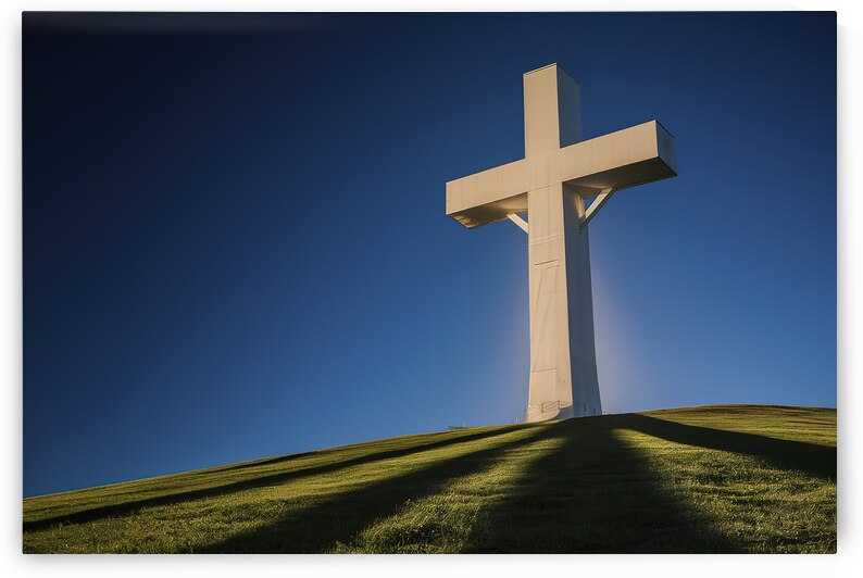 a massive white cross silhouetted against a deep by Stoica Lilian