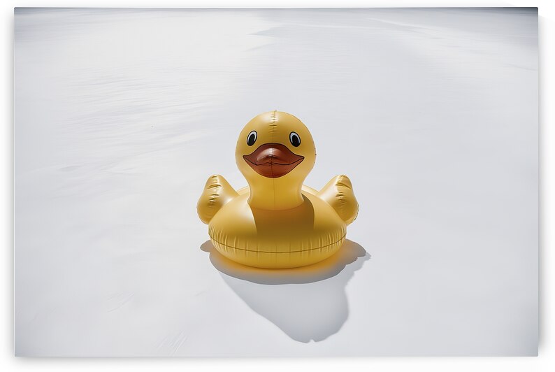 A close up image of a bright yellow inflatable du by Raluca Ciobanu